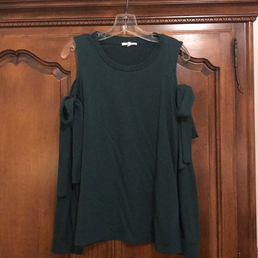 Pleione Cold Shoulder Tie-sleeve Sweatshirt